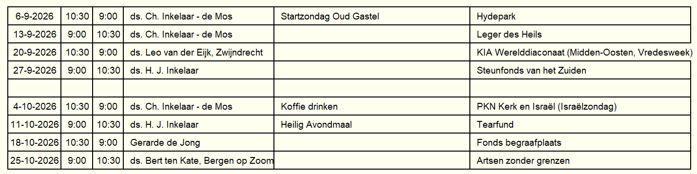 erediensten jul aug 2026
